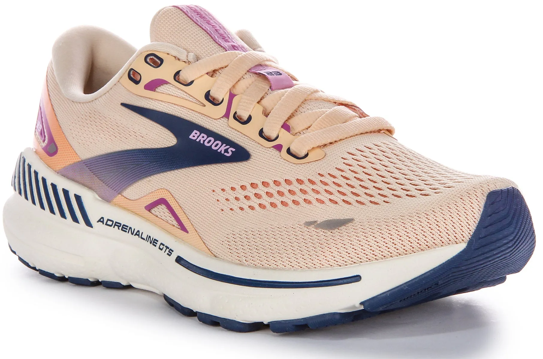 Brooks Adrenaline Gts In Peach | Medium Fit Neutral shape accommodates diverse foot types
