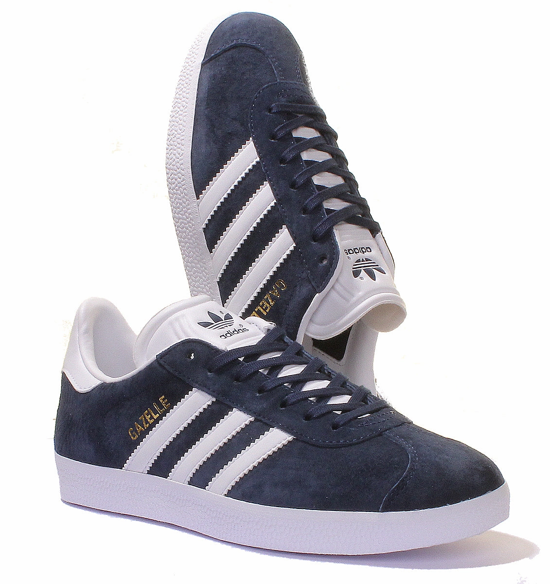 Firm - Comfort Blend Feature Set Adidas Gazelle Suede Trainers In Navy White