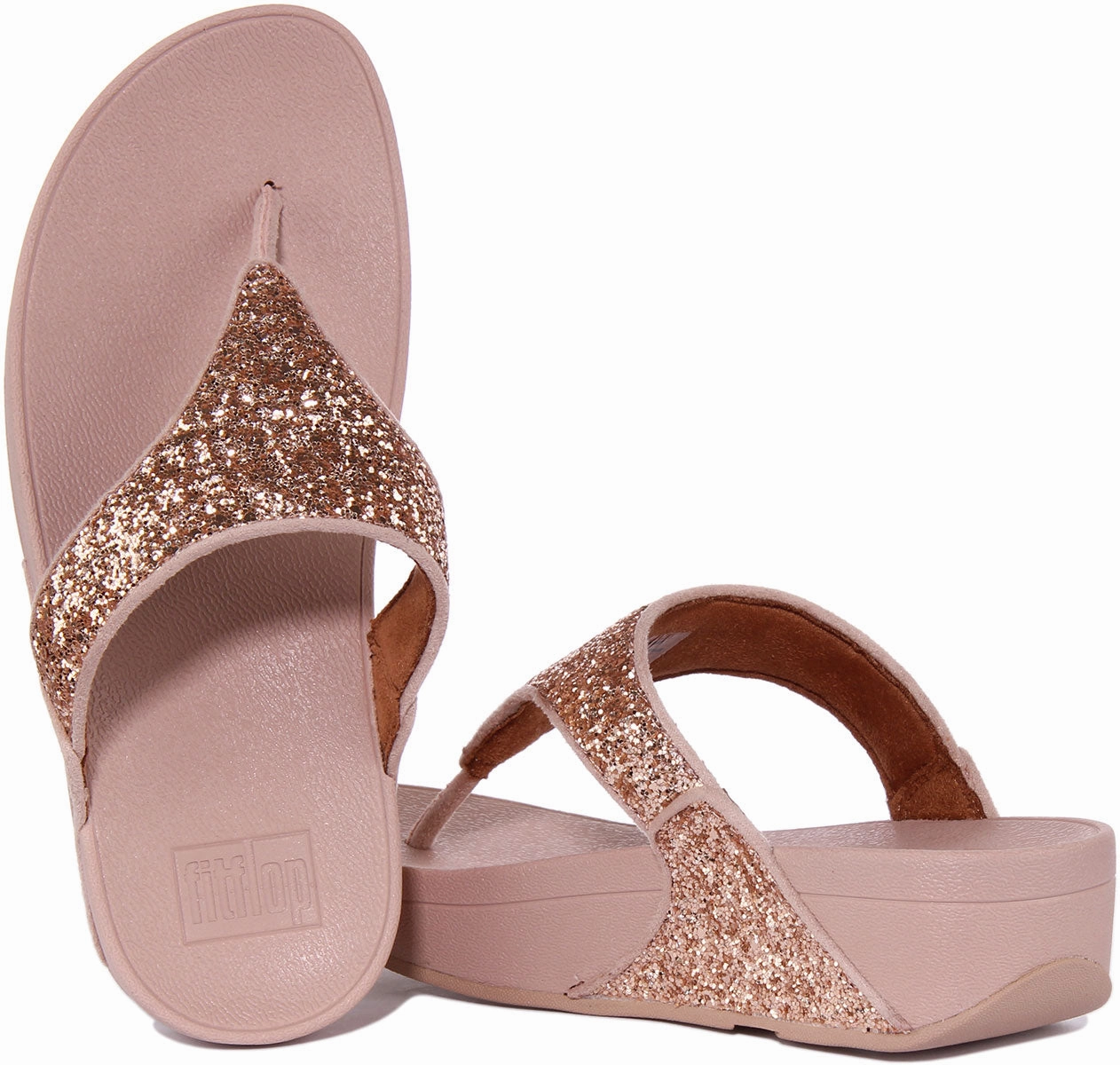 Fitflop Lulu Glitter In Rose Gold For Women Pool Walk