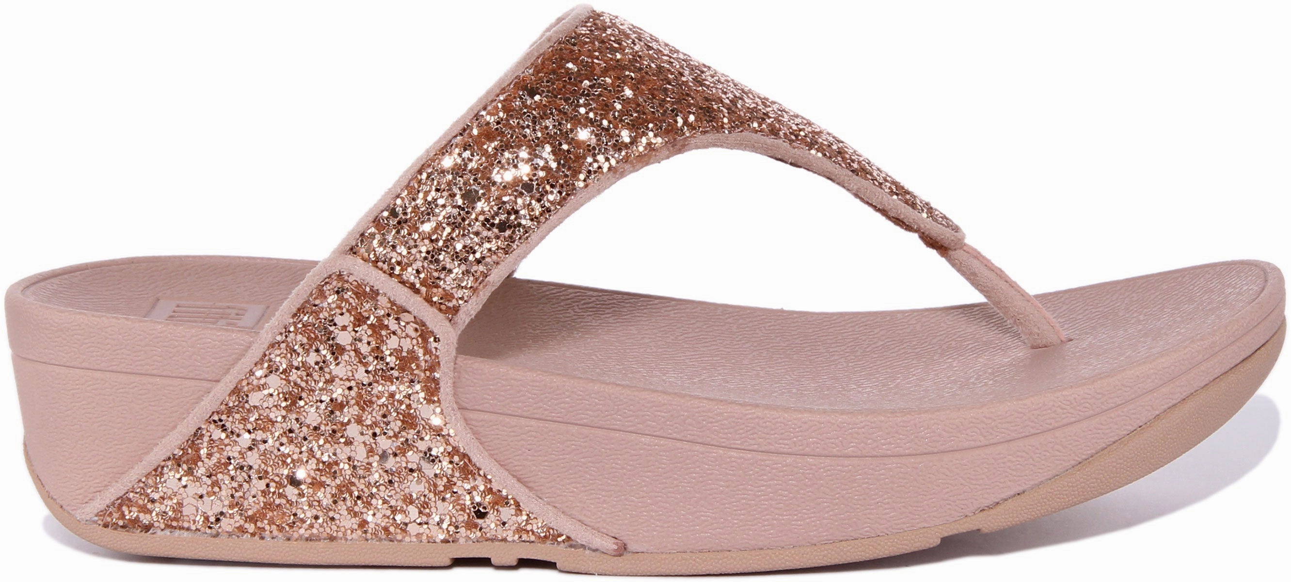 Fitflop Lulu Glitter In Rose Gold For Women Pool Walk
