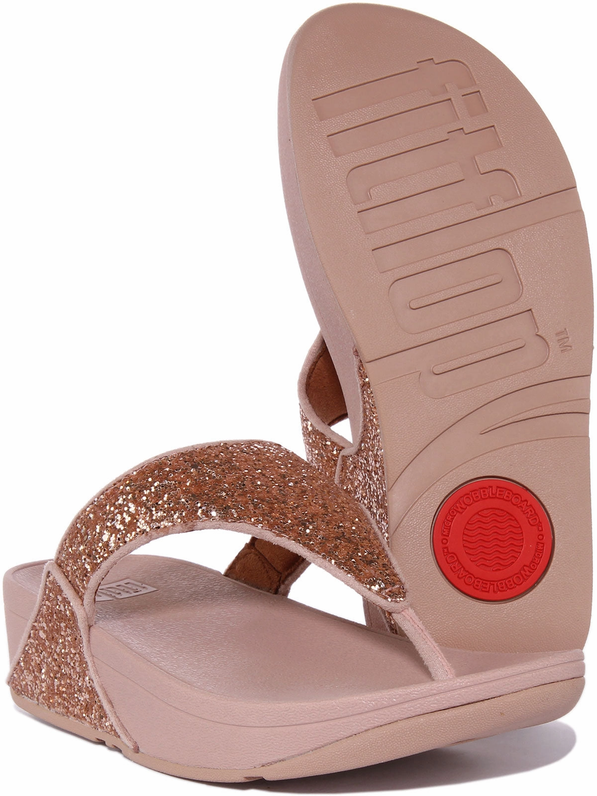 Fitflop Lulu Glitter In Rose Gold For Women Pool Walk