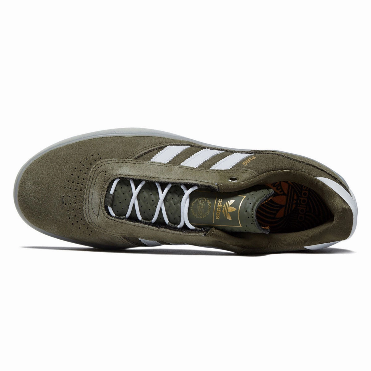 Flat Impact Adidas Puig Shoes - Olive Strata/Ftwr White/Gold Metallic