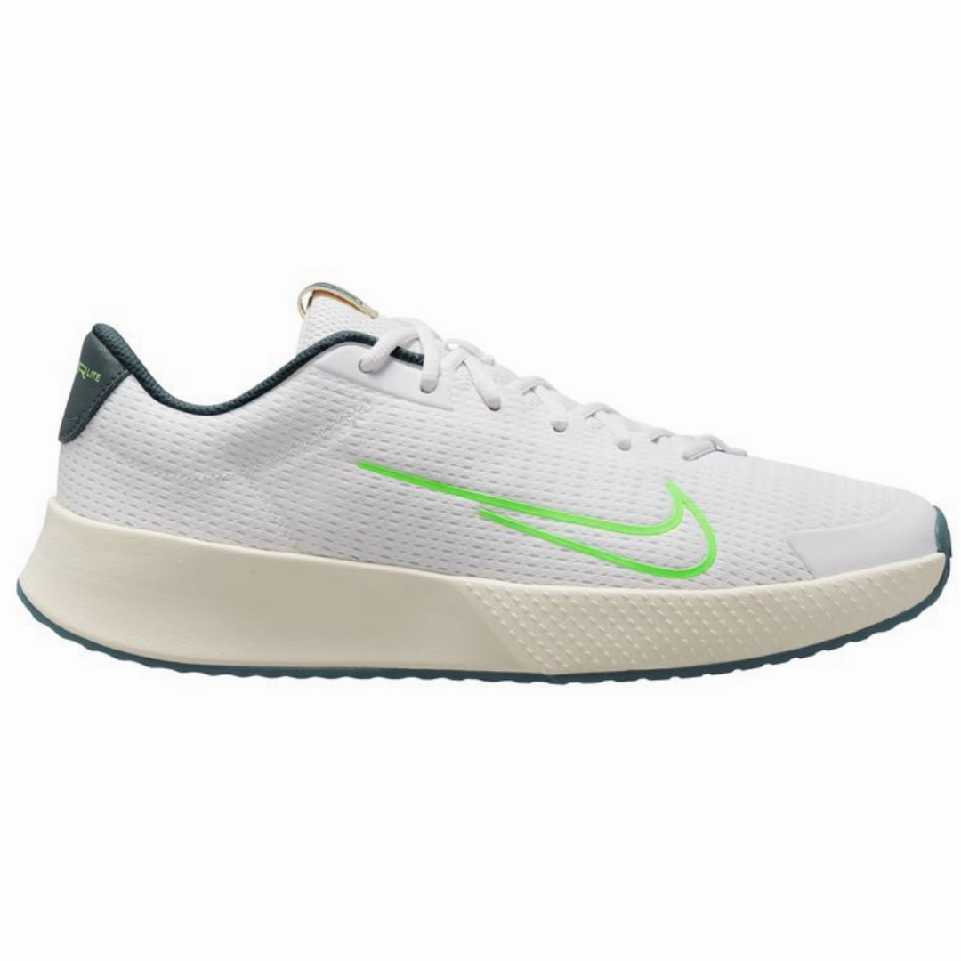 Flexible fold Nike Court Vapor Lite 2 White Green Strike - Deep Jungle Men's Hard Court Tennis Shoes
