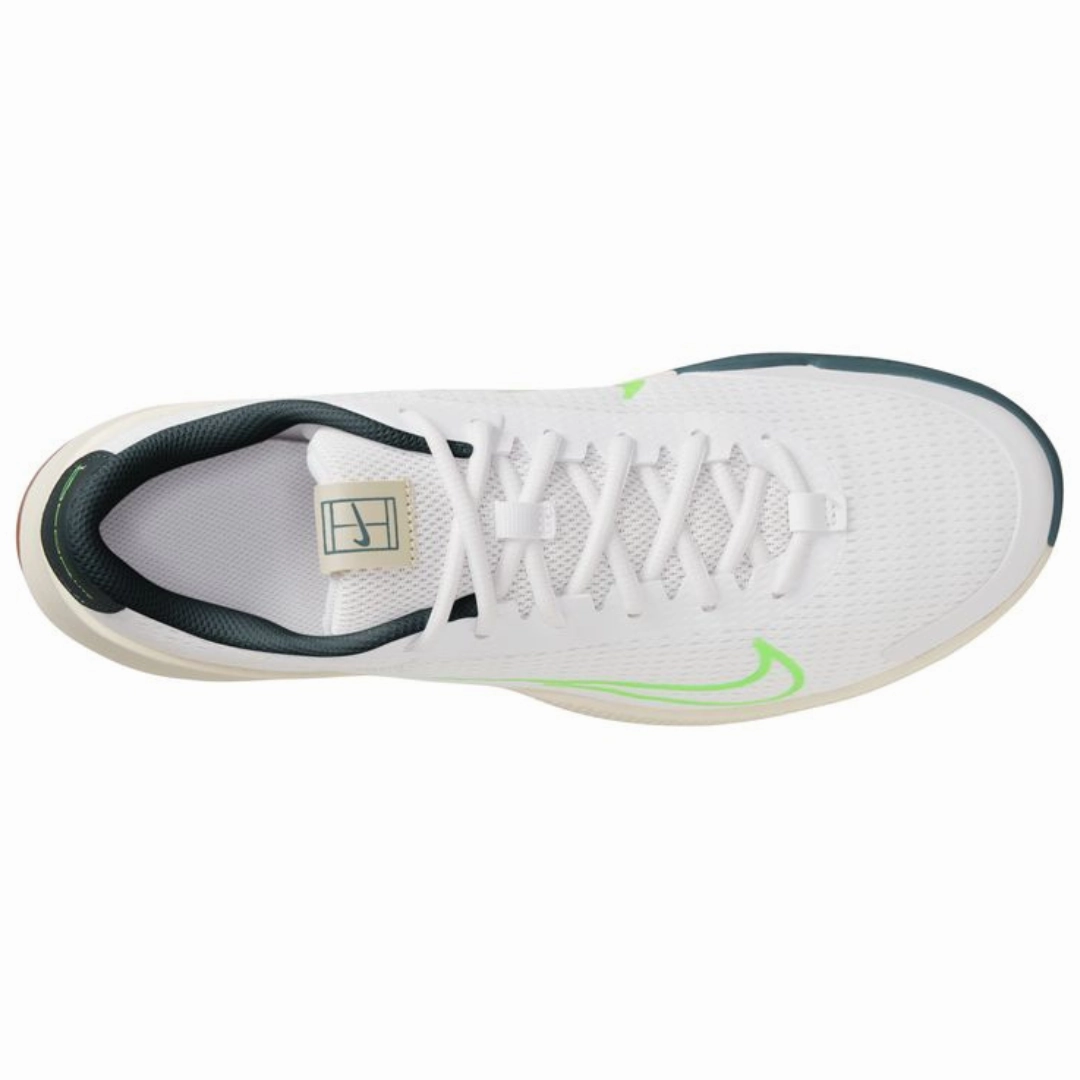 Flexible fold Nike Court Vapor Lite 2 White Green Strike - Deep Jungle Men's Hard Court Tennis Shoes