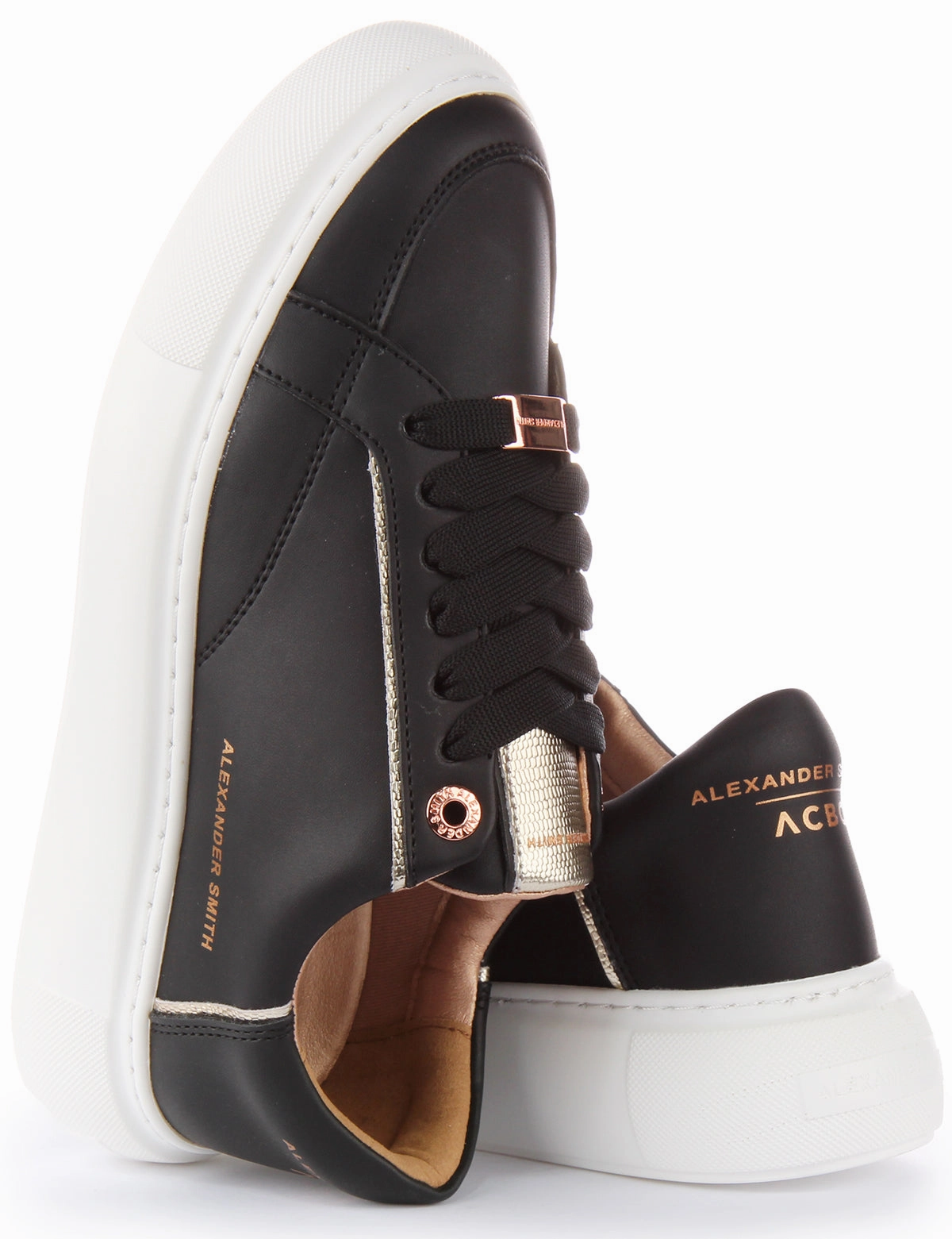Flexible Insole Alexander Smith Trainers In Black Gold For Women