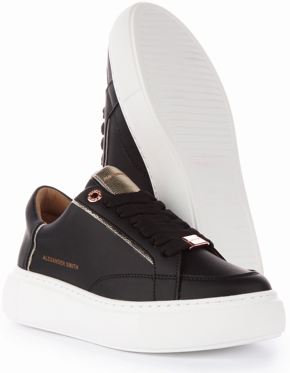 Flexible Insole Alexander Smith Trainers In Black Gold For Women