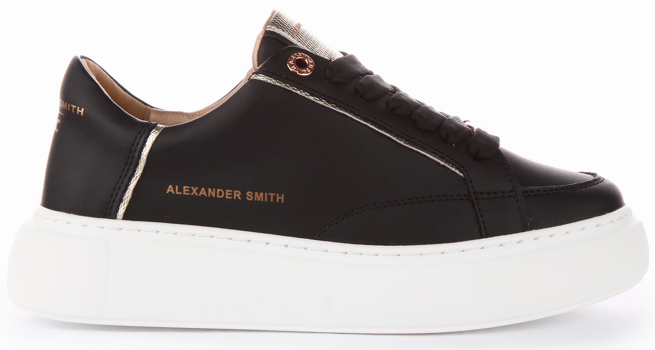 Flexible Insole Alexander Smith Trainers In Black Gold For Women