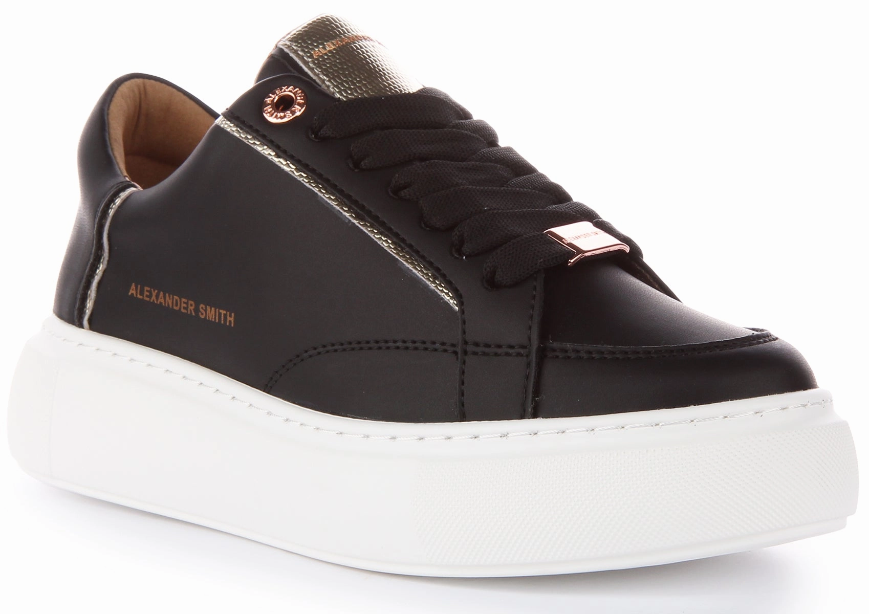 Alexander Smith Trainers In Black Gold For Women Low-profile structure improves reaction time