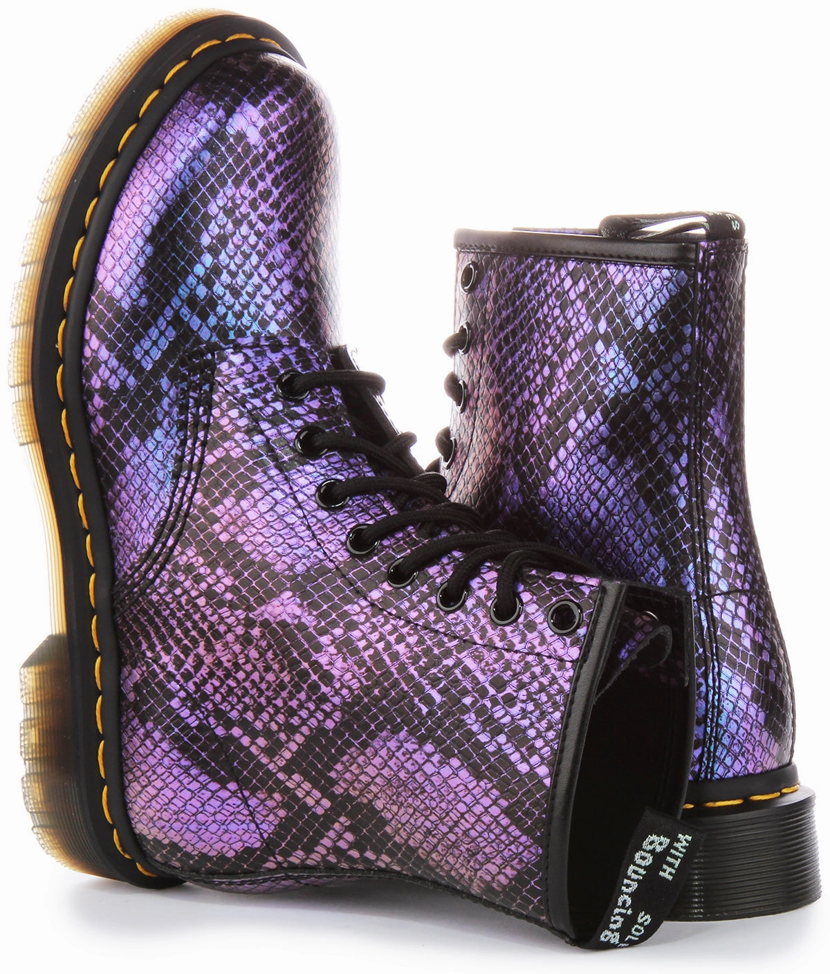 Flexible Ride Dr Martens 1460 Snake In Black Purple For Women