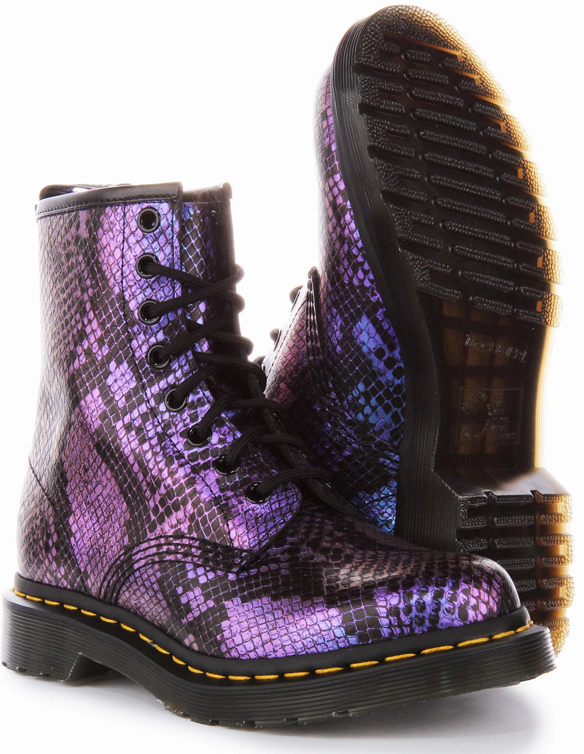 Flexible Ride Dr Martens 1460 Snake In Black Purple For Women