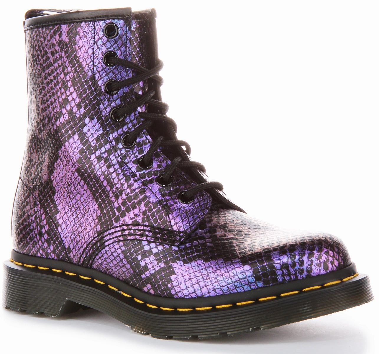 Secure Hold Hiking Dr Martens 1460 Snake In Black Purple For Women
