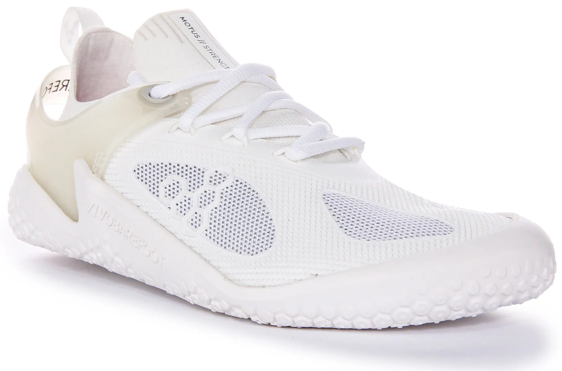 Vivobarefoot Motus Strength In White For Women Outsole compound enhances energy feedback with use