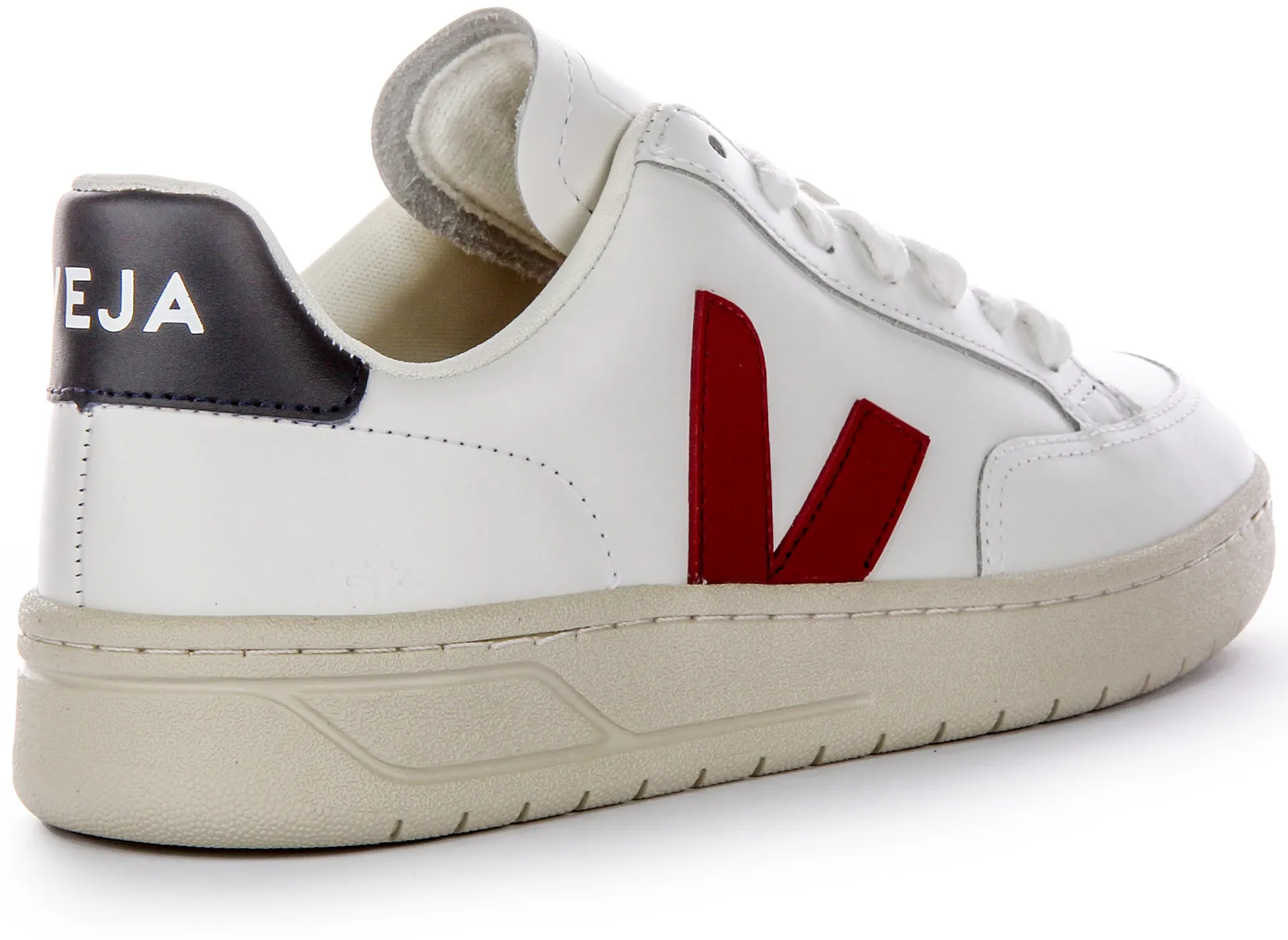 Foot Protection Veja V 12 Leather In White Red For Women