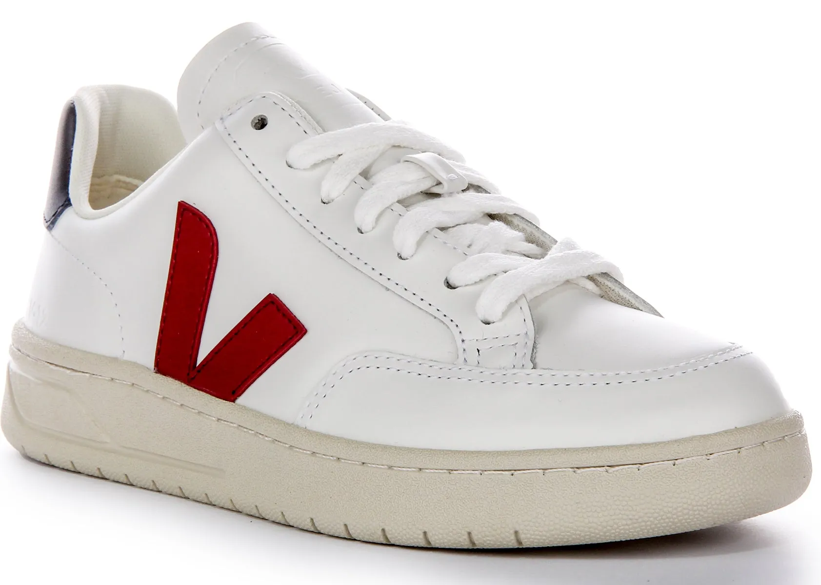 Precision Drive Lean Structure Veja V 12 Leather In White Red For Women