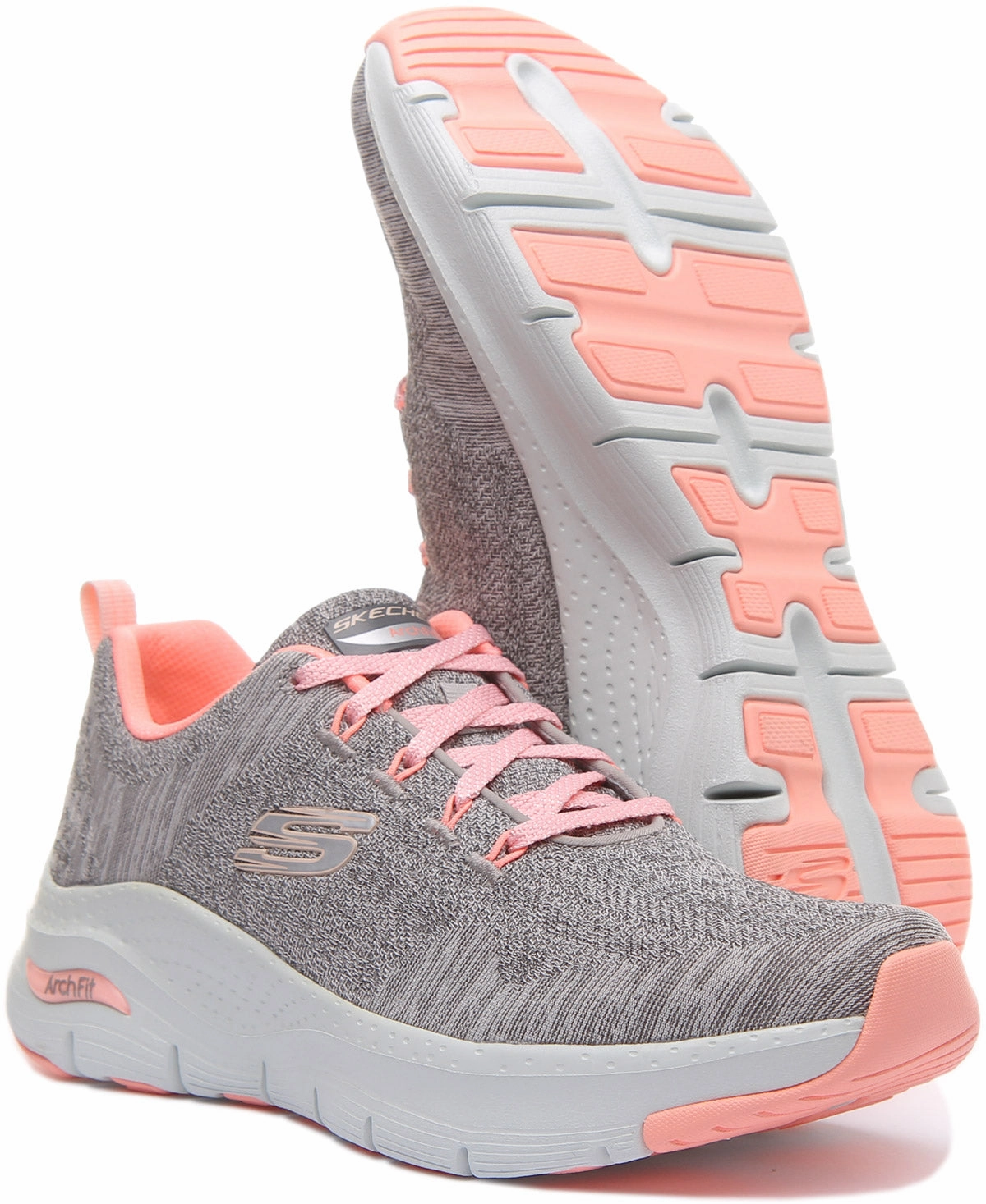 Foot Cradle Skechers Arch Fit In Grey Pink For Women