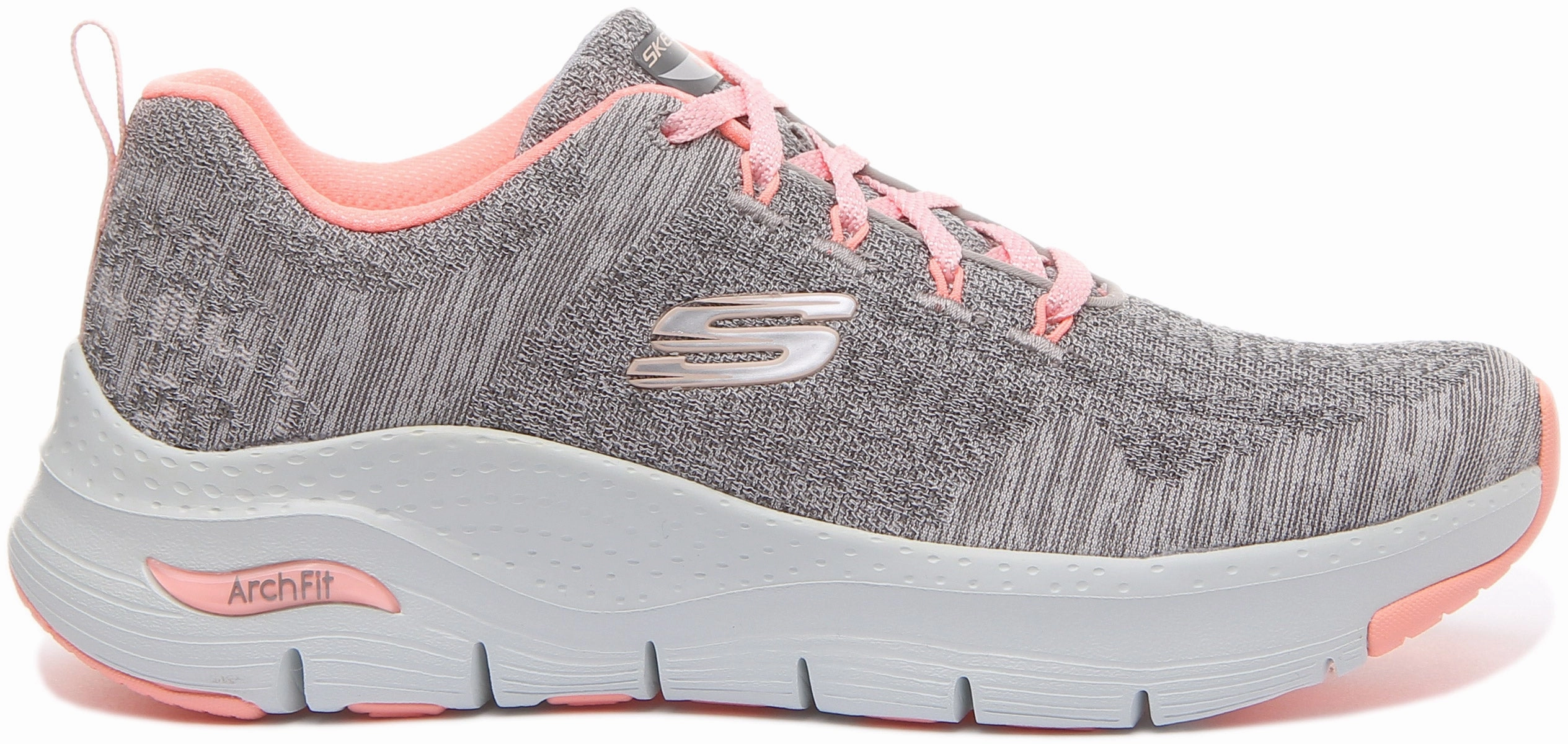 Foot Cradle Skechers Arch Fit In Grey Pink For Women