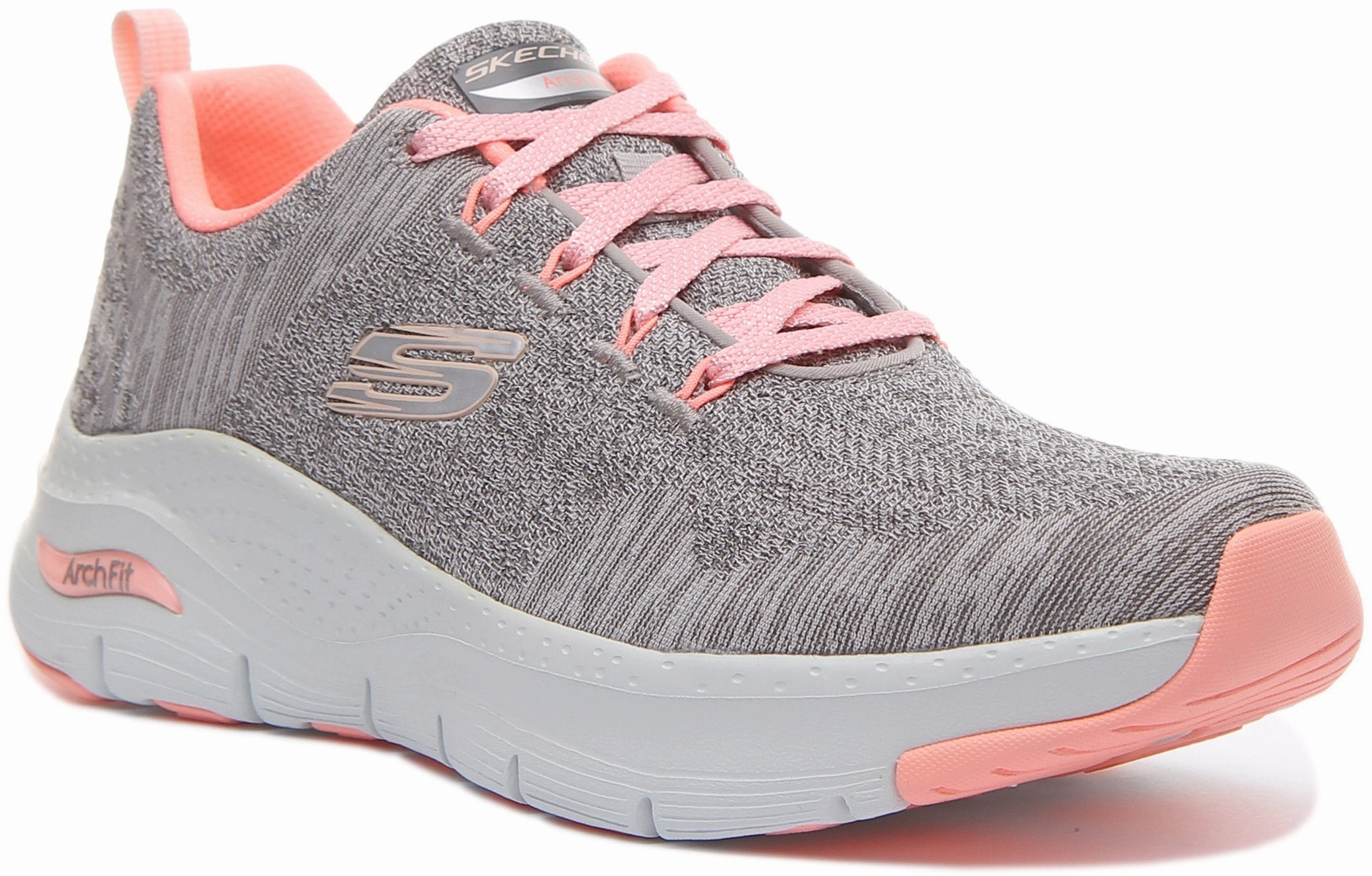 Skechers Arch Fit In Grey Pink For Women Adaptive Fit