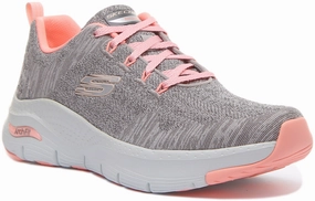 Skechers Arch Fit In Grey Pink For Women Adaptive Fit