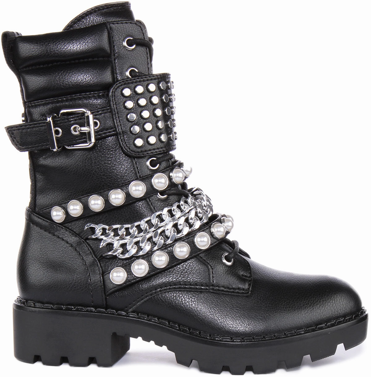 Foot Support Buffalo Wave Stud Boot Combat In Black