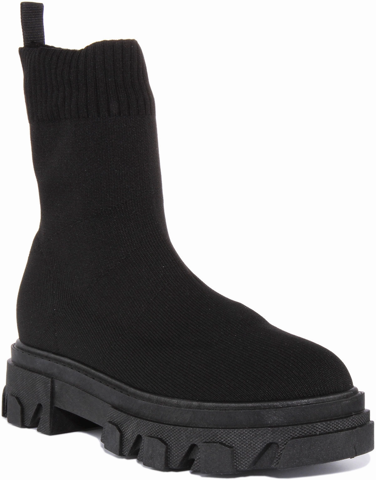 Womens Pull on Sock Boot In Black For Women Outdoor Grip