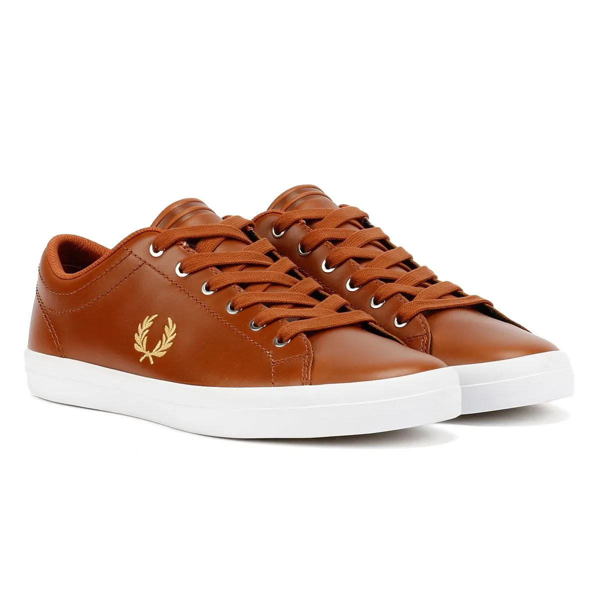 Fred Perry Baseline Leather Men's Tan/Champagne Trainers Speed Fit