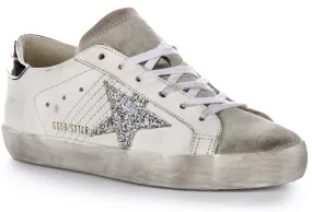 Wear resistant Power Steps Golden Goose Super Star In White silver For Women