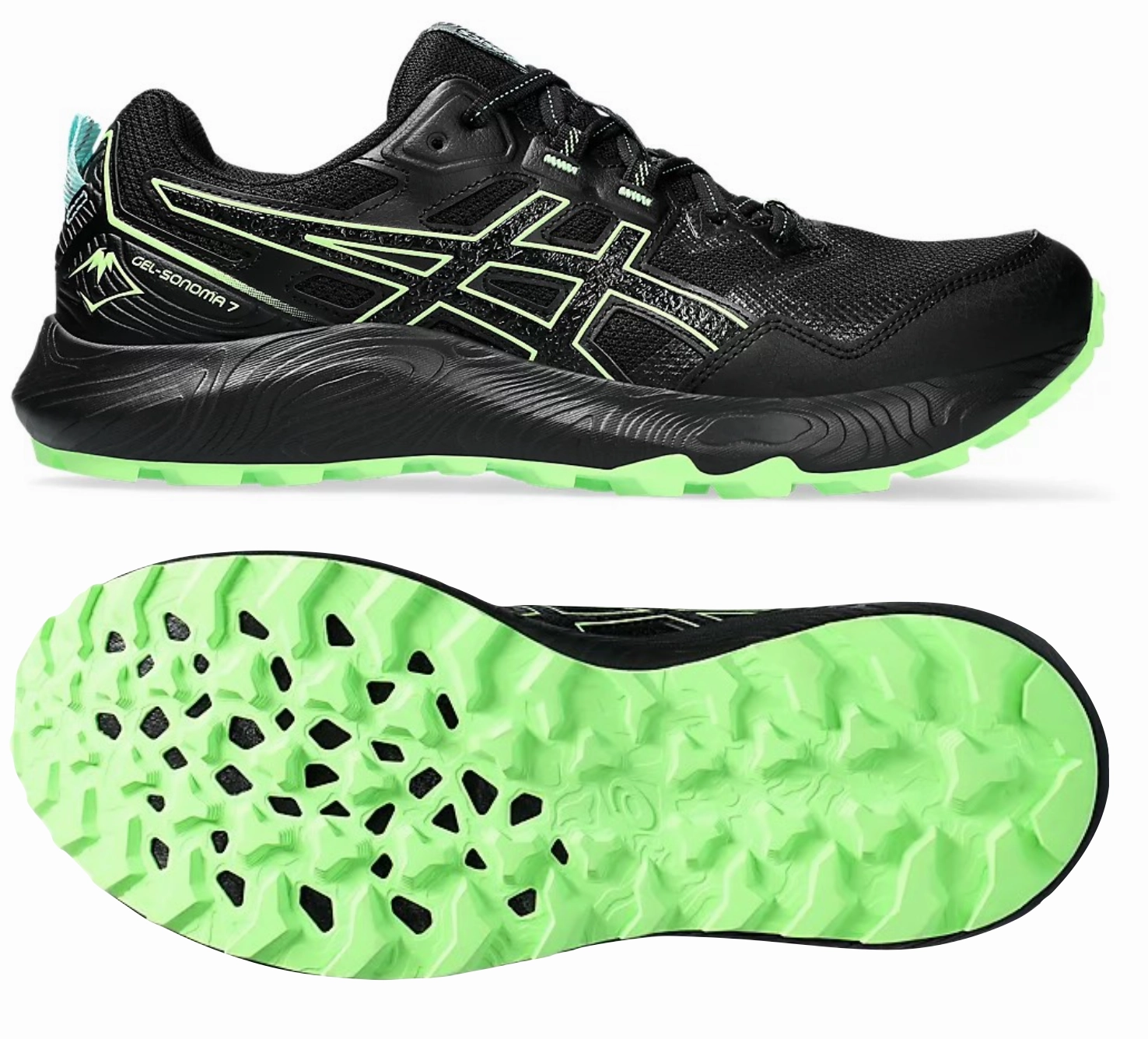 Bold Look Cush Pad ASICS Sonoma 7 (Black/Illuminate Green) Mens