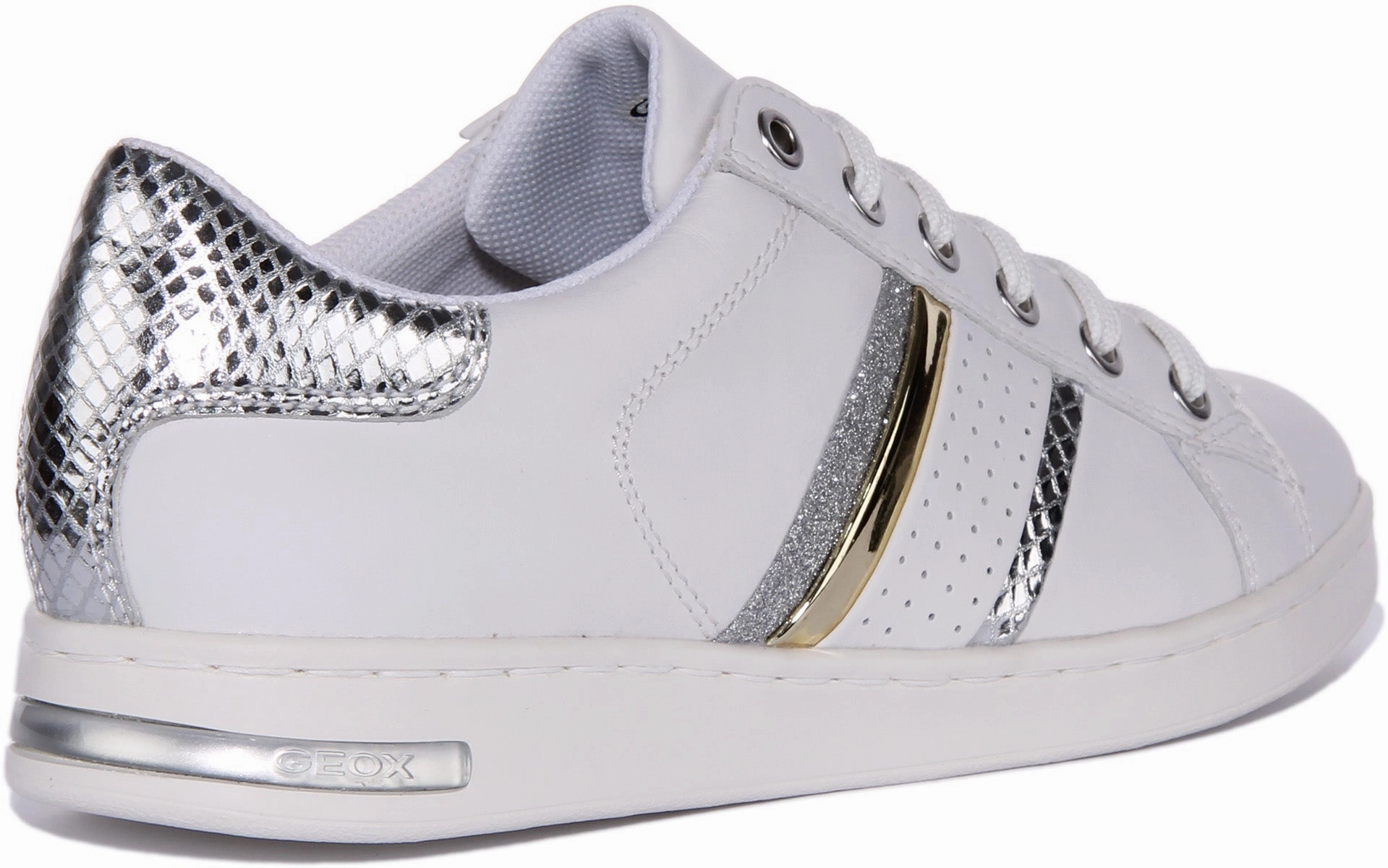 Geox D Jaysen In White Silver For Women Spring Toe