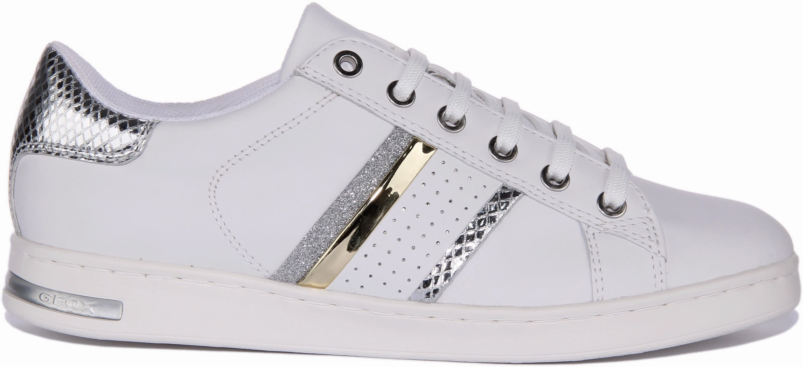 Geox D Jaysen In White Silver For Women Spring Toe