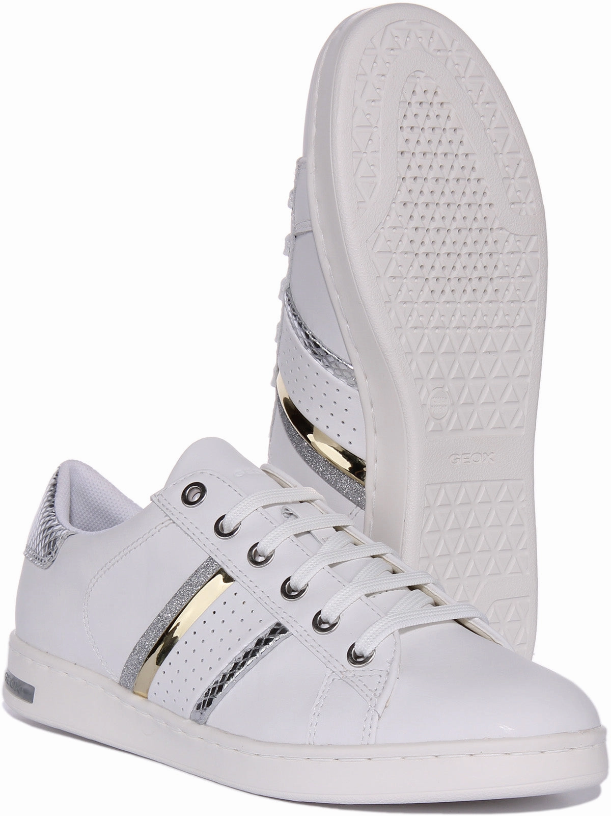 Geox D Jaysen In White Silver For Women Spring Toe