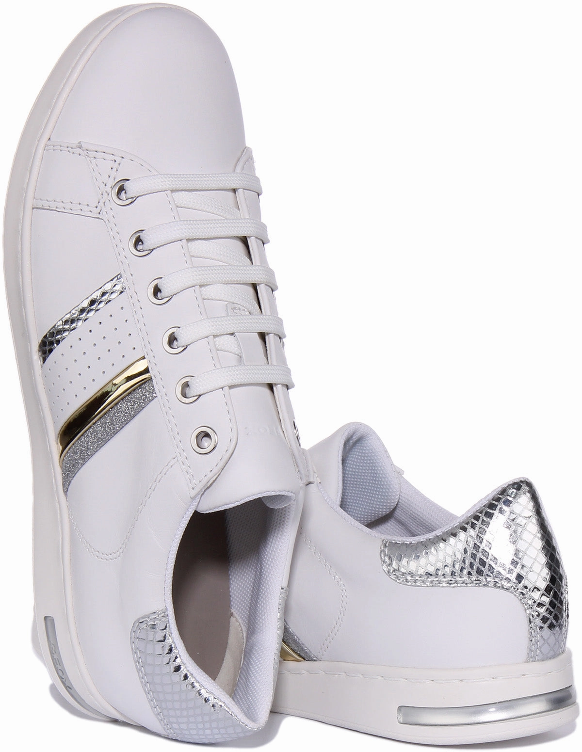 Geox D Jaysen In White Silver For Women Spring Toe