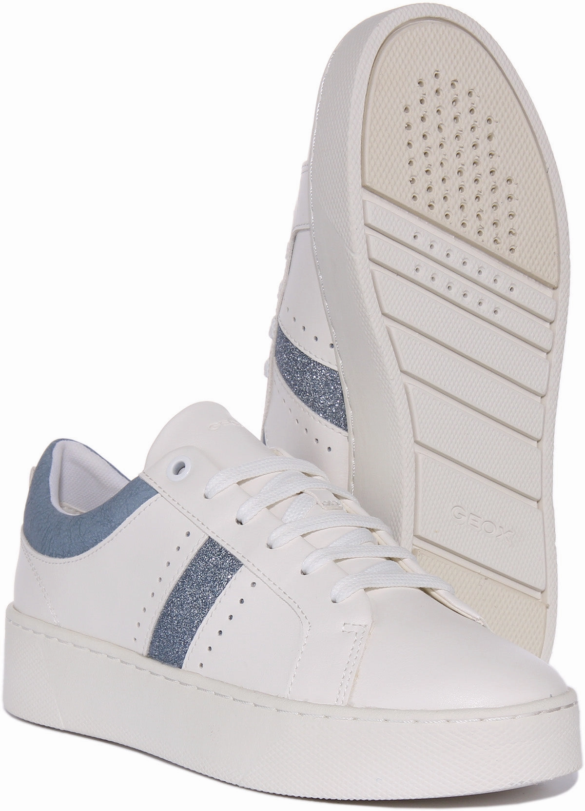 Geox D Skyely Platform In White Blue For Women Urban Step Move-In-Out