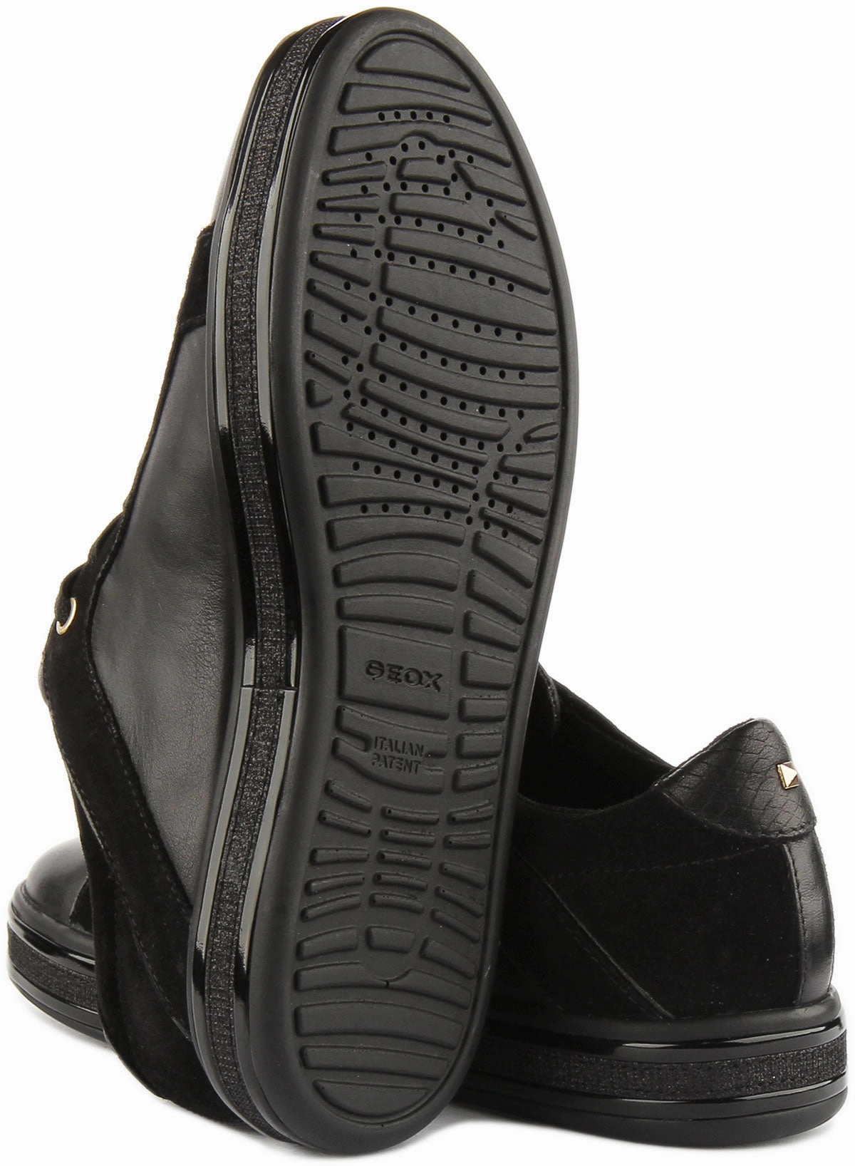 Geox Leelu Trainers In Black Gold For Women Day Comfort