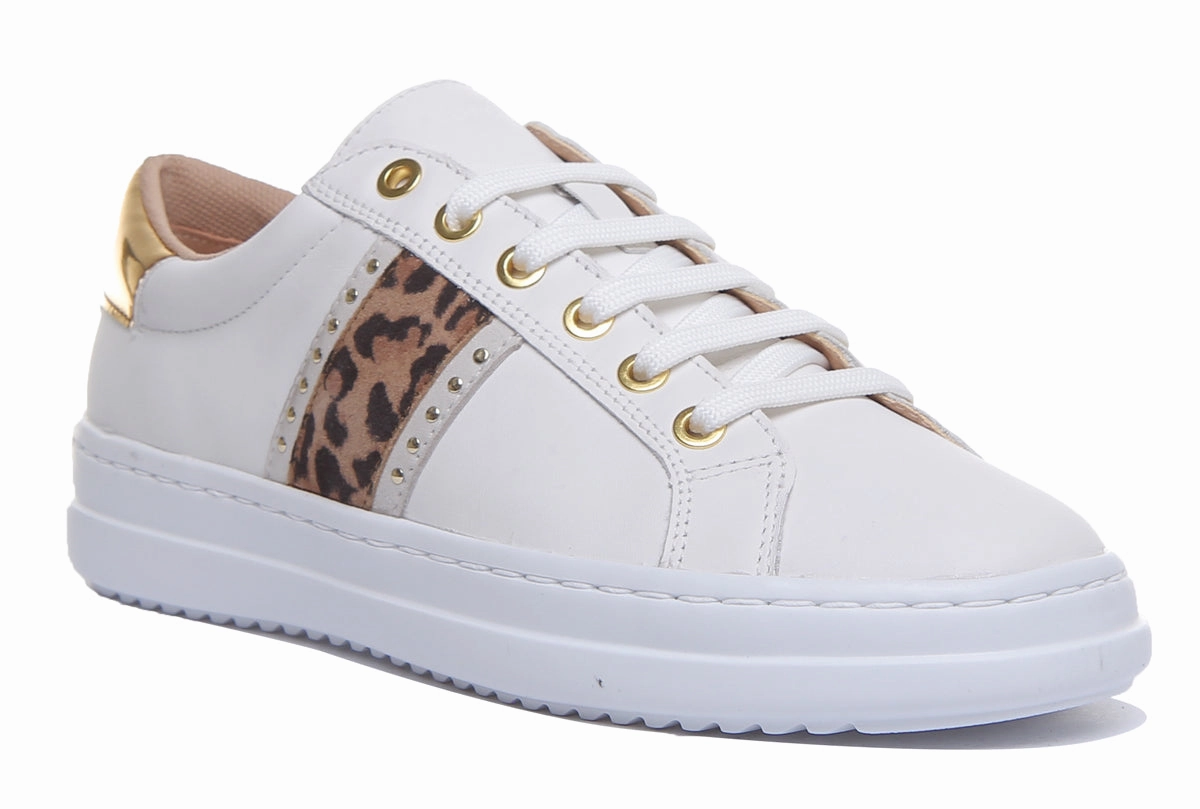 High Quality Bounce Back Geox Pontoise In White Leopard For Womens