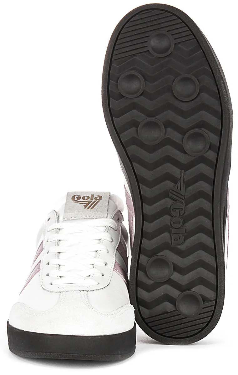 Gola Classics Cyclone Leather In White Pink For Women Ultimate Grip