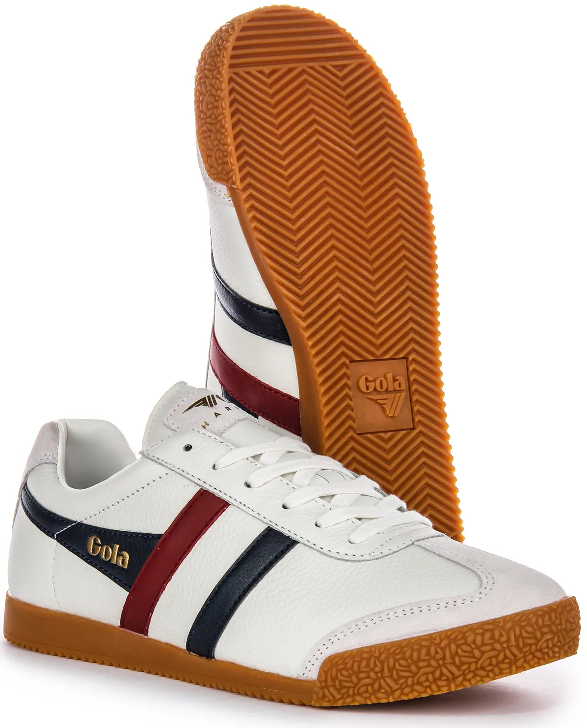 Gola Classics Harrier Leather In White Blu Red For Men Training Ease