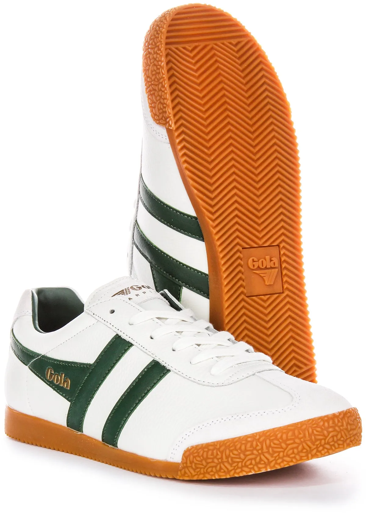 Gola Classics Harrier Leather In White Green For Men Sole Absorption