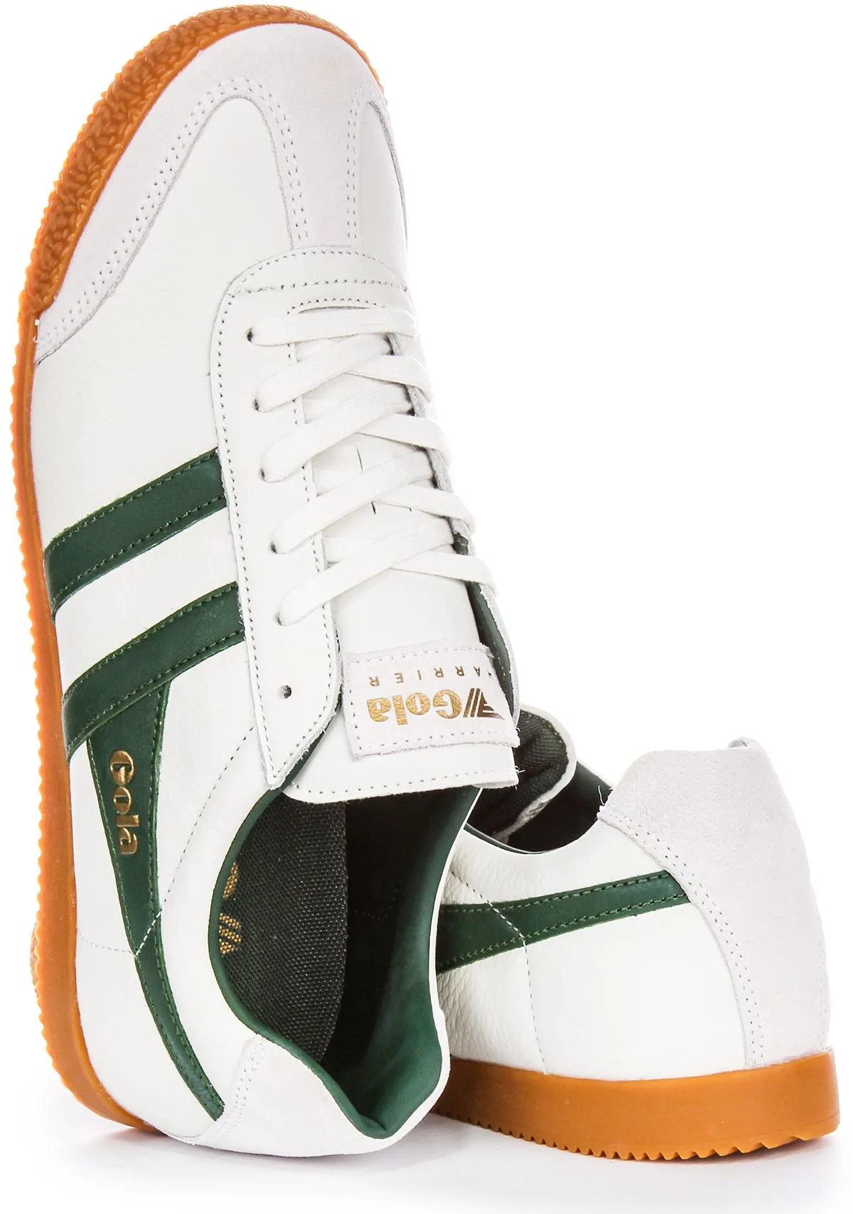 Gola Classics Harrier Leather In White Green For Men Sole Absorption