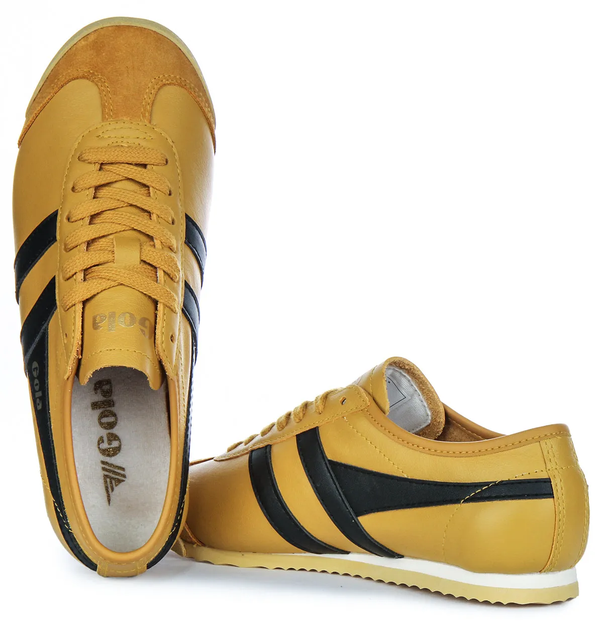 Gola Classics Race Leather In Yellow Black For Women Tear Resistant