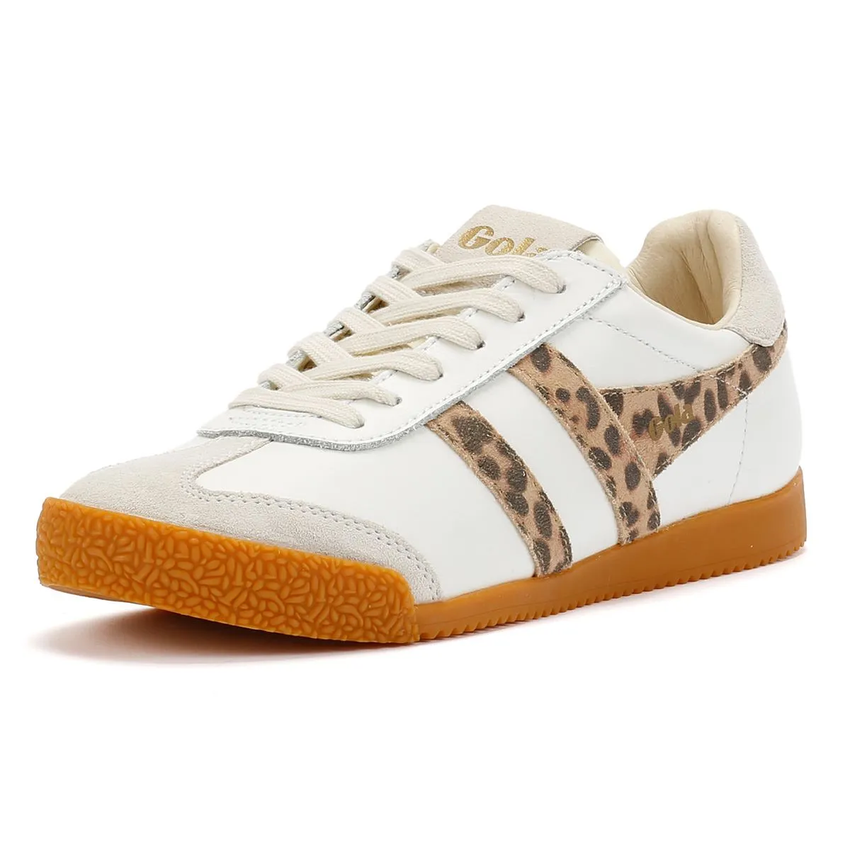 Gola Elan Leather Women's White/Leopard/Off White Trainers Form Fit