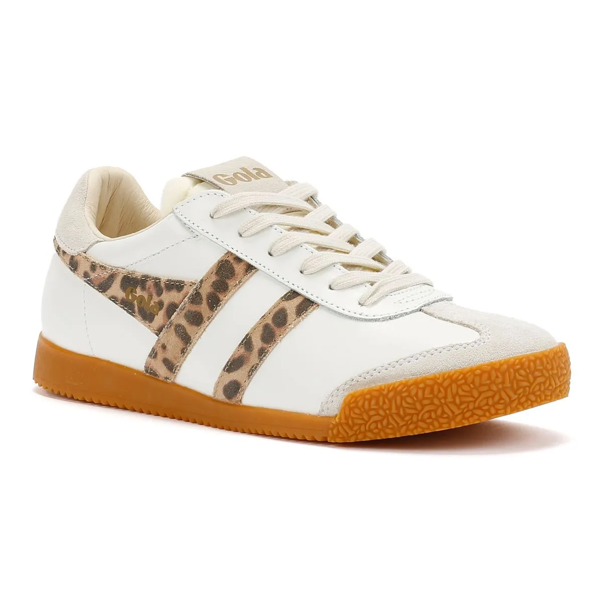 Gola Elan Leather Women's White/Leopard/Off White Trainers Form Fit