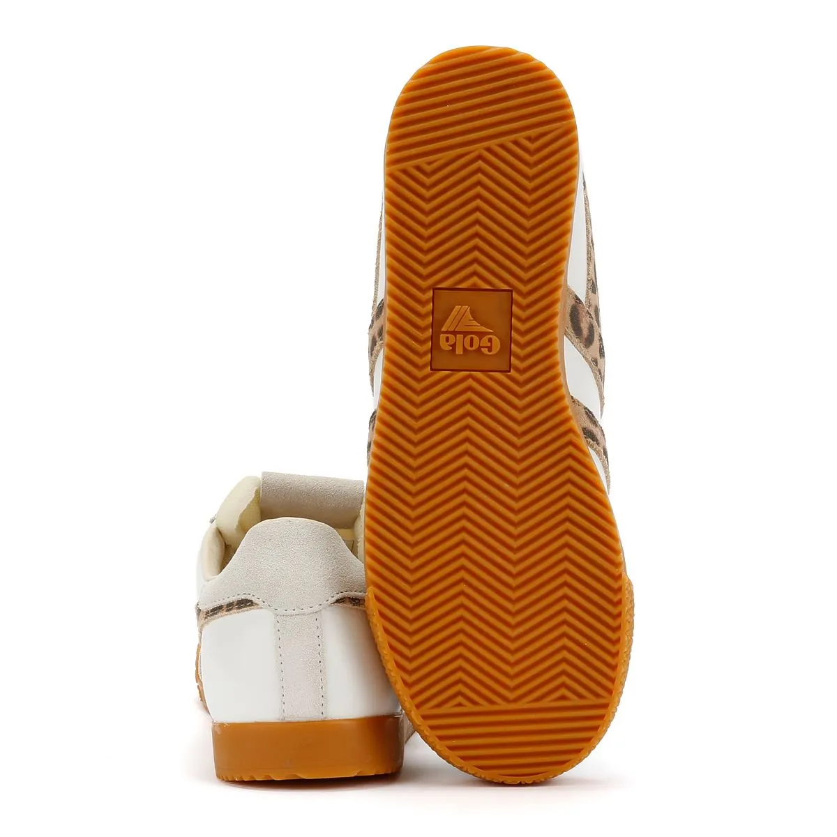 Gola Elan Leather Women's White/Leopard/Off White Trainers Form Fit