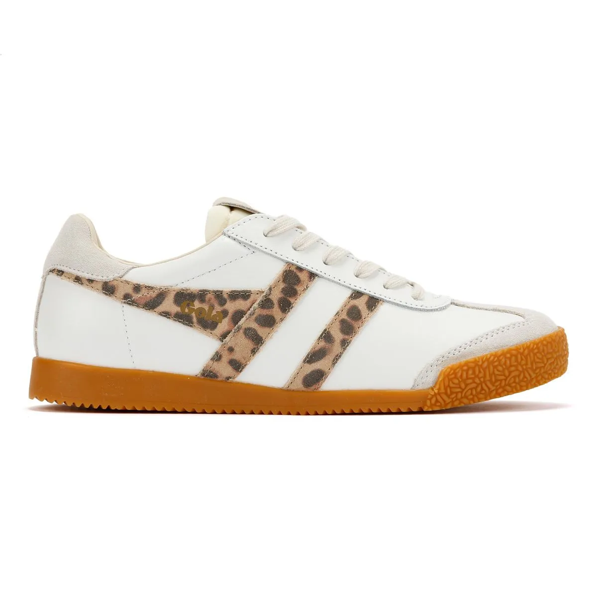 Gola Elan Leather Women's White/Leopard/Off White Trainers Form Fit