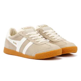 Gola Elan Suede Women's Bone/White Trainers Indoor Gym Stretch Sole