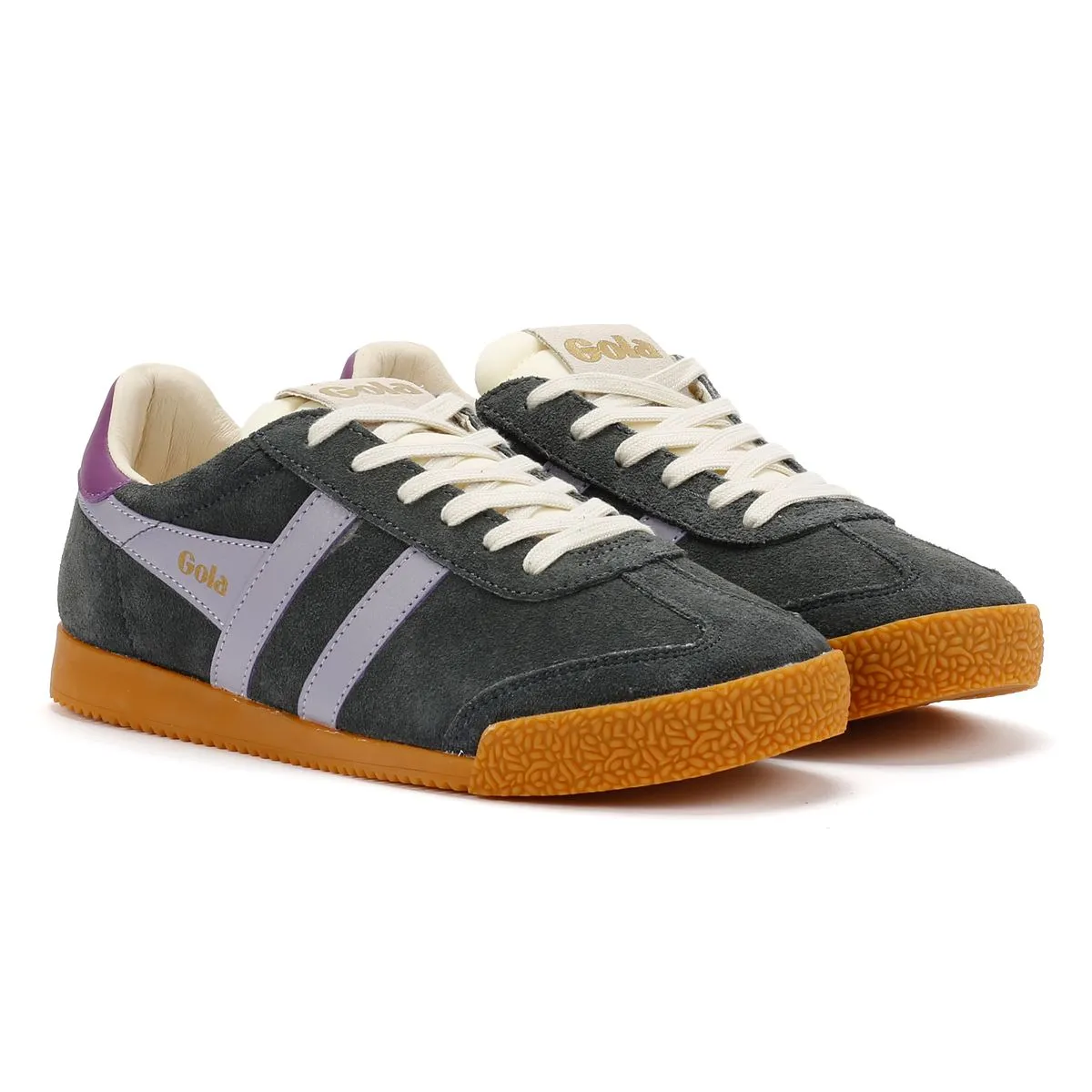 Gola Elan Suede Women's Storm/Foxglove Trainers Elastic Sole