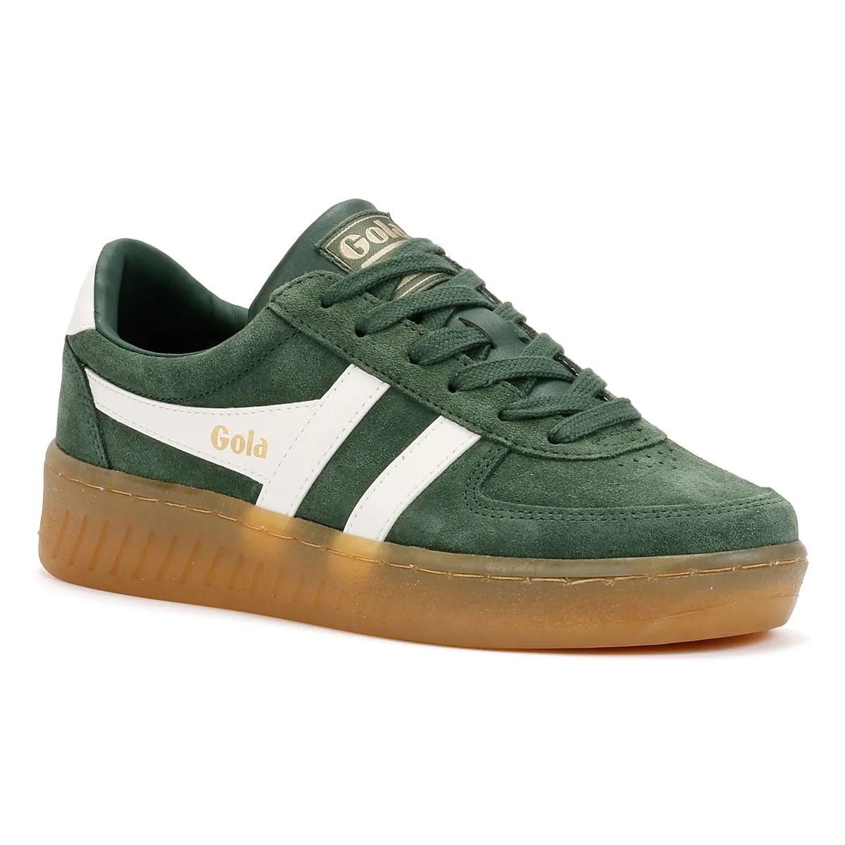 Gola Grandslam Suede Women's Evergreen/Off White Trainers Light Mesh