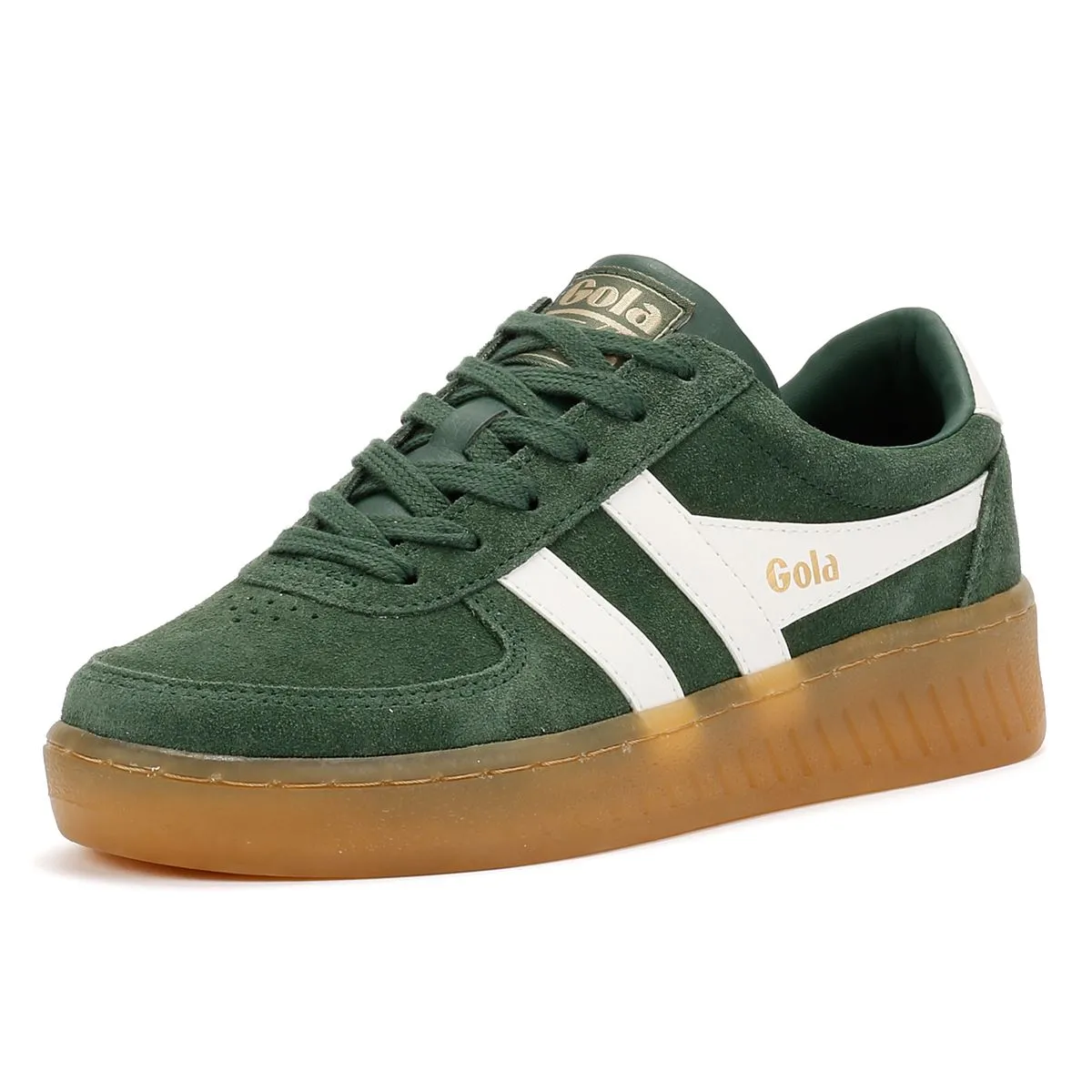 Gola Grandslam Suede Women's Evergreen/Off White Trainers Light Mesh