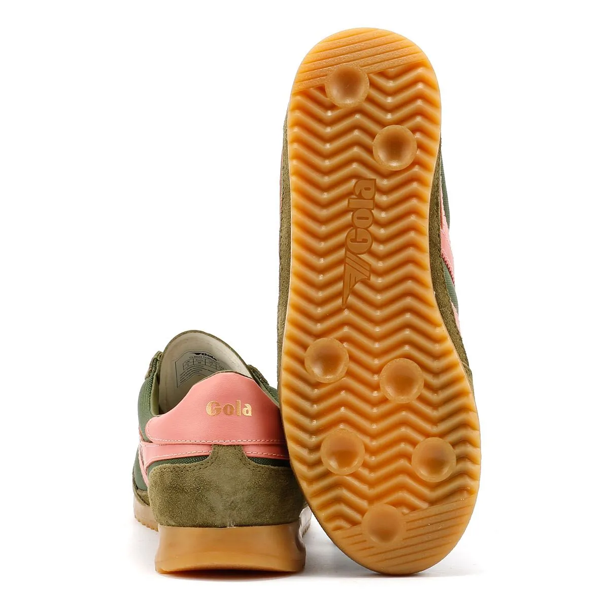 Gola Tornado Women's Military Green/Coral Pink Trainers Smooth