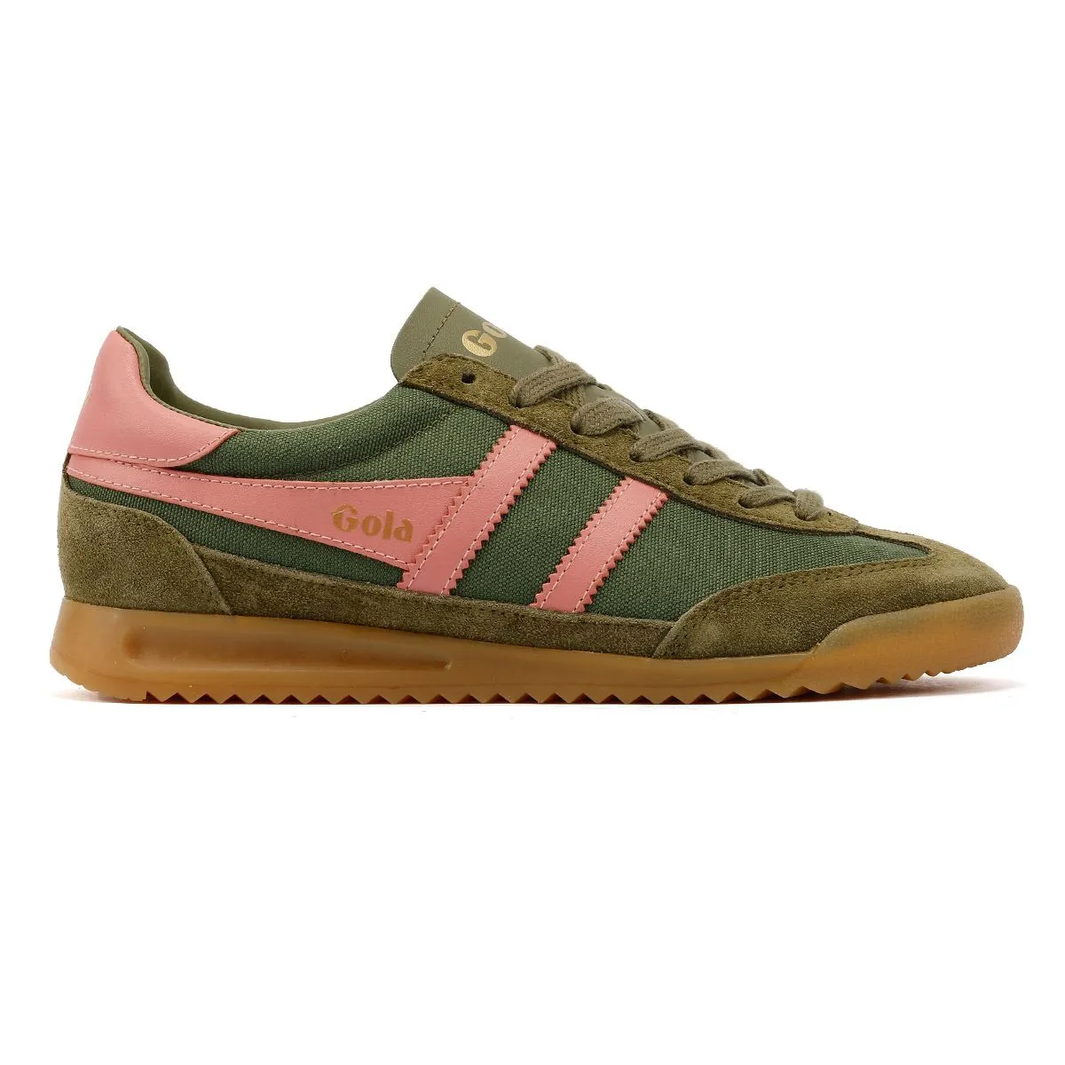 Gola Tornado Women's Military Green/Coral Pink Trainers Smooth