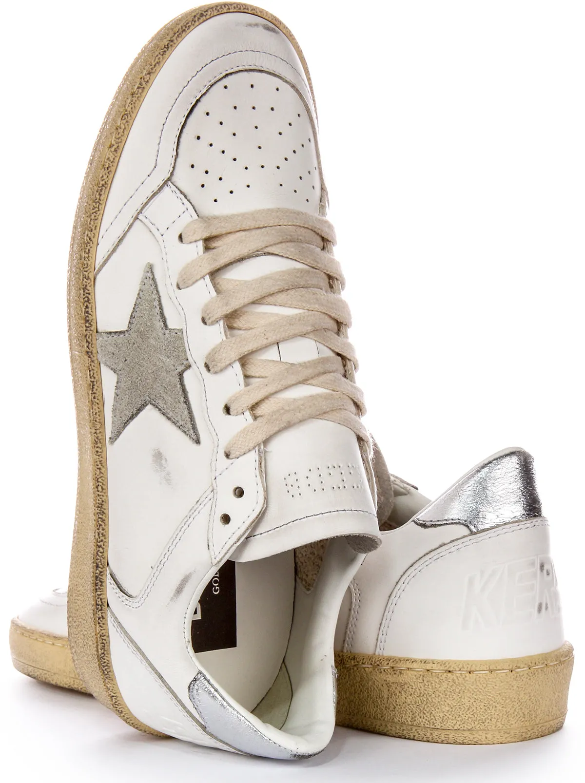 Golden Goose Ball Star Double In White Grey For Women Training Flex